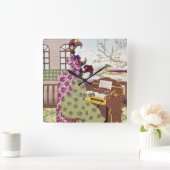 Zwei japanische Ladys, C1890 Quadratische Wanduhr (Zuhause)