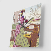 Zwei japanische Ladys, C1890 Quadratische Wanduhr (Winkel)