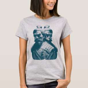 Zwei japanische Samurai Statuen Design T-Shirt