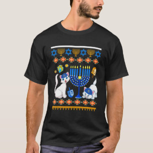 Zwei jüdische Katzen mit Menora Chanukka Dreidel H T-Shirt