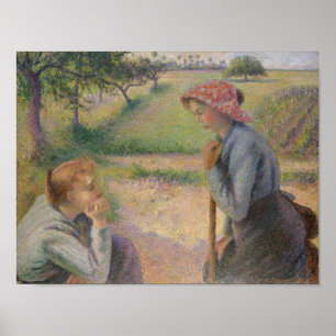 Zwei junge Bauernfrauen Poster