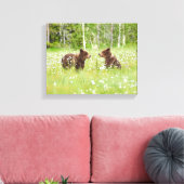 Zwei junge Braunbärenfreunde Leinwanddruck (Insitu (Wohnzimmer))