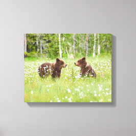 Zwei junge Braunbärenfreunde Leinwanddruck