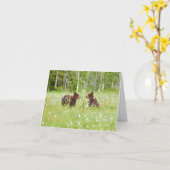 Zwei junge braune Bärenfreunde gefaltet Grußkarte Karte (Gelbe Blume)