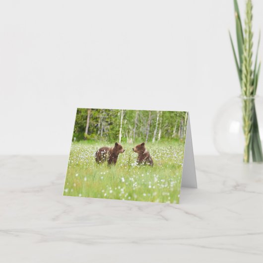 Zwei junge braune Bärenfreunde gefaltet Grußkarte Karte (Vorderseite)