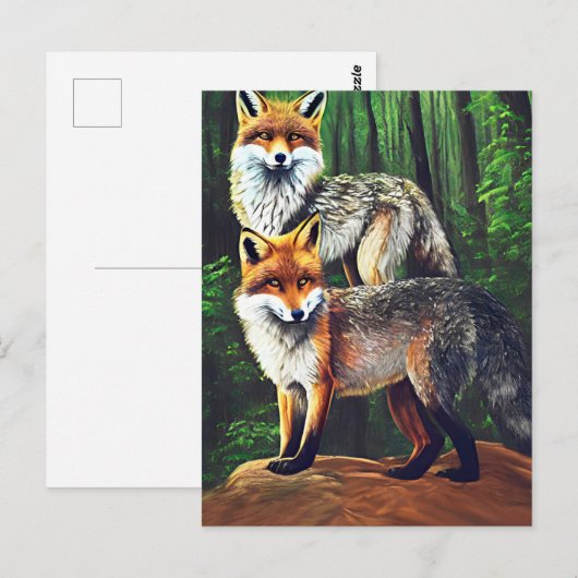 zwei junge Füchse Tierart Postkarte (Vorne/Hinten)