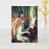 Zwei junge Mädchen am Klavier von Renoir: Leere Karte (Gelbe Blume)