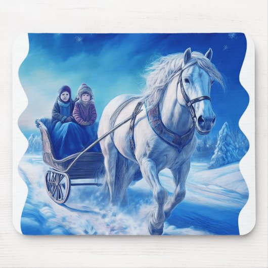 Zwei junge Mädchen auf einer schneebedeckten Schli Mousepad (Vorne)