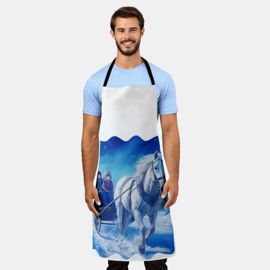 Zwei junge Mädchen auf einer schneebedeckten Schli Schürze (Getragen)