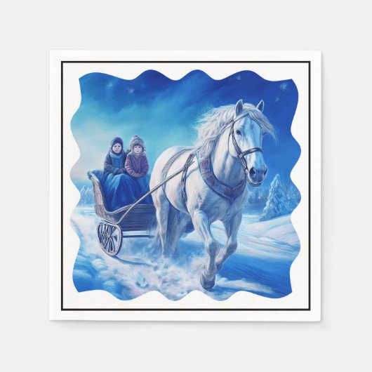 Zwei junge Mädchen auf einer schneebedeckten Schli Serviette (Vorderseite)