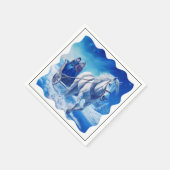 Zwei junge Mädchen auf einer schneebedeckten Schli Serviette (Ecke)