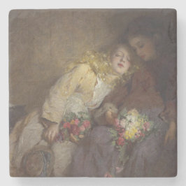 Zwei junge Mädchen kehren Zuhause zurück Steinuntersetzer