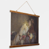 Zwei junge Mädchen kehren Zuhause zurück Wandteppich Mit Holzrahmen (Gewinkelt)