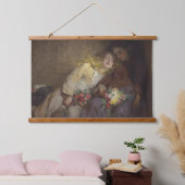 Zwei junge Mädchen kehren Zuhause zurück Wandteppich Mit Holzrahmen (Schlafzimmer)