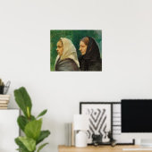 Zwei junge Mädchen sitzen Studium Poster (Heimbüro)