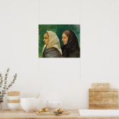Zwei junge Mädchen sitzen Studium Poster (Küche)