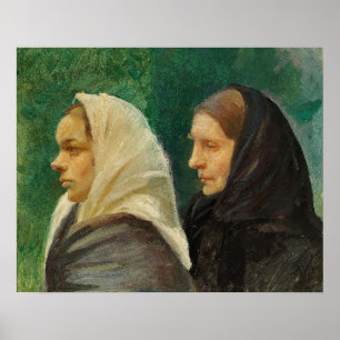 Zwei junge Mädchen sitzen Studium Poster