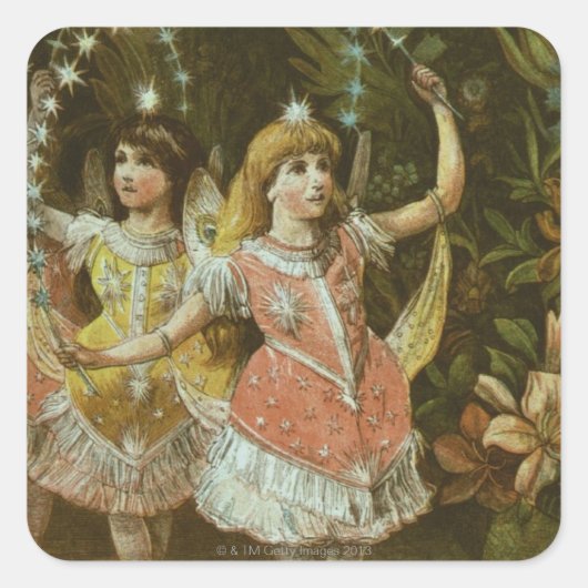 Zwei junge Mädchen spielen Ballett Quadratischer Aufkleber (Vorderseite)