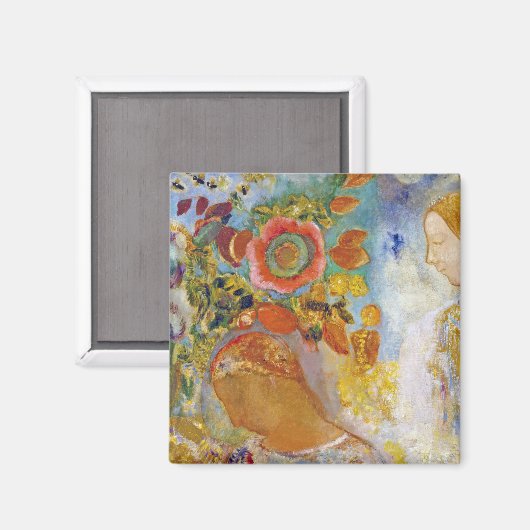 Zwei junge Mädchen unter Blume, Redon Magnet (Vorderseite/Rückseite)