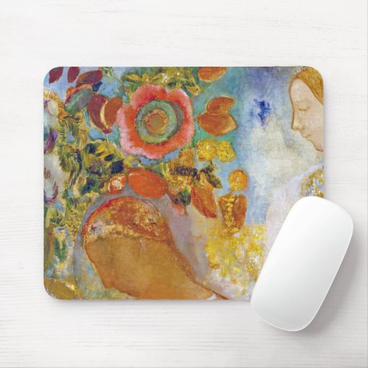 Zwei junge Mädchen unter Blume, Redon Mousepad (Mit Mouse)