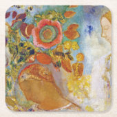 Zwei junge Mädchen unter Blume, Redon Rechteckiger Pappuntersetzer (Vorderseite)