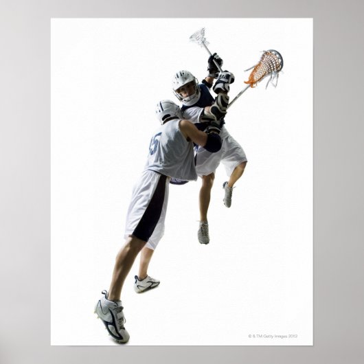 Zwei junge Männer spielen Lacrosse 2 Poster (Vorne)