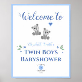 Zwei Jungen Baby trägt Baby Dusche Begrüßungszeich Poster