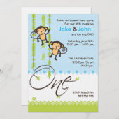 ZWEI Jungen Einladung zum ersten Geburtstag (Vorne/Hinten)