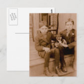 Zwei Jungen in den 1920er Jahren, ein Hund Postkarte (Vorne/Hinten)