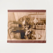 Zwei Jungen in den 1920er Jahren, ein Hund Wandteppich (Vorderseite (Horizontal))