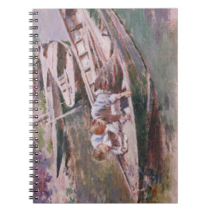 Zwei Jungen in einem Boot (von Theodore Robinson) Notizblock