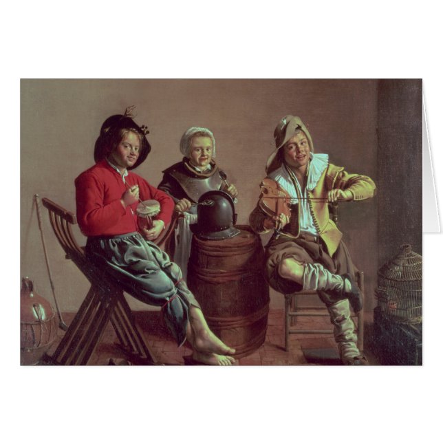 Zwei Jungen und ein Mädchen, das Musik, 1629 macht (Vorderseite (Horizontal))