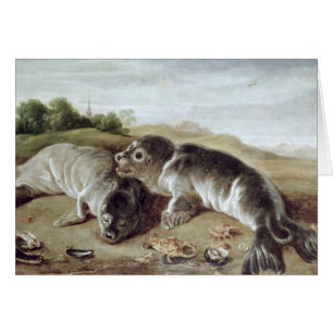 Zwei junges Siegel auf dem Ufer, c.1650