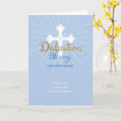 Zwei Jungs Dedication Segen Blau und Gold Karte (Gelbe Blume)