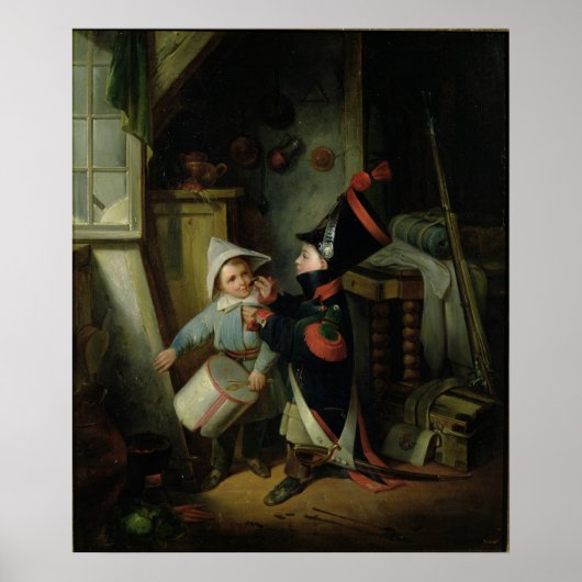 Zwei Jungs, die sich als Soldaten verkleiden Poster (Vorne)