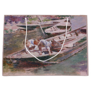 Zwei Jungs in einem Boot (von Theodore Robinson) Große Geschenktüte
