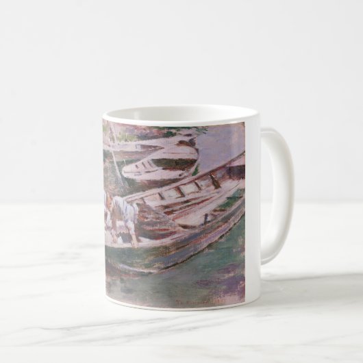 Zwei Jungs in einem Boot (von Theodore Robinson) Kaffeetasse (VorderseiteRechts)