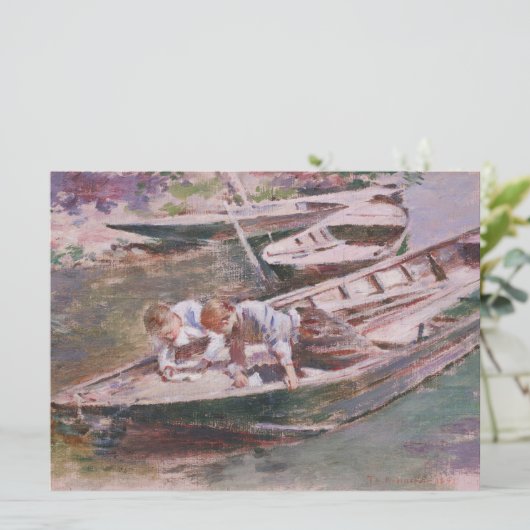 Zwei Jungs in einem Boot (von Theodore Robinson) Karte (Stehend Vorderseite)