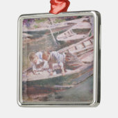 Zwei Jungs in einem Boot (von Theodore Robinson) Ornament Aus Metall (Links)