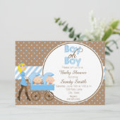 Zwei Jungs in einer Kinderdusche Einladung (Stehend Vorderseite)