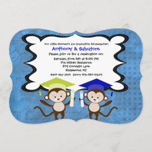 ZWEI Jungs Monkeying Around Abschluss Einladung