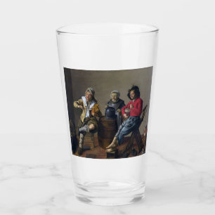 Zwei Jungs und eine Girl Making Music (Musiker) Glas