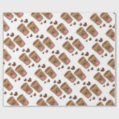 zwei Kaffeetassen mit Liebeherzen Geschenkpapier (Flach)