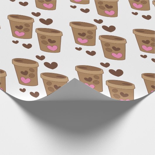 zwei Kaffeetassen mit Liebeherzen Geschenkpapier (Ecke)