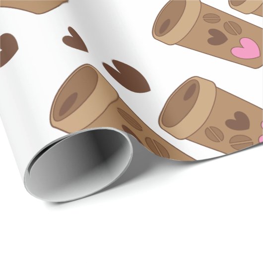 zwei Kaffeetassen mit Liebeherzen Geschenkpapier (Rolleneckpunkt)