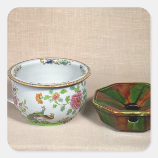 Zwei Kammertöpfe Quadratischer Aufkleber (Vorderseite)