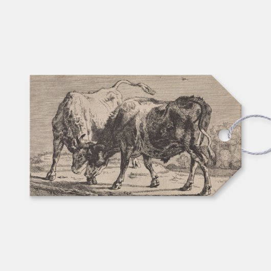 Zwei Kampfstiere (von Paulus Potter) Geschenkanhänger (Vorderseite (Horizontal))