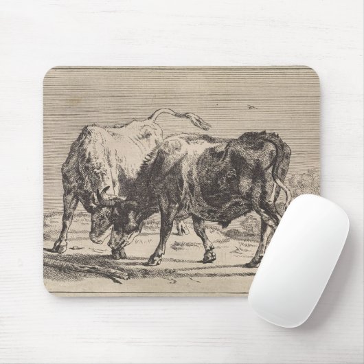 Zwei Kampfstiere (von Paulus Potter) Mousepad (Mit Mouse)