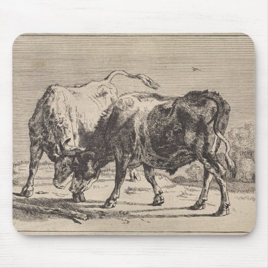 Zwei Kampfstiere (von Paulus Potter) Mousepad (Vorne)