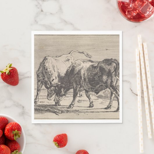Zwei Kampfstiere (von Paulus Potter) Serviette (Beispiel)